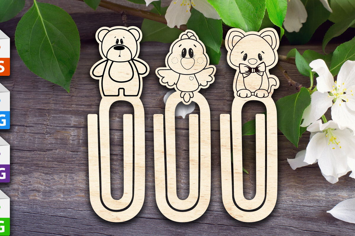 Σετ των 2 Intra απο ξύλο plywood 3mm-4mm πάχος – Συνδετήρες Γάτα, Πουλί, Αρκούδα Δίασταση  20x20 cm INTRAFABR-64613464