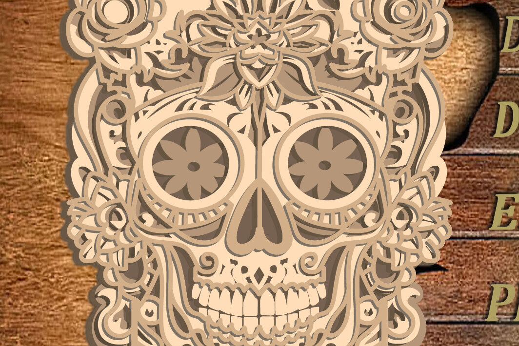 Σετ των 2 Intra απο ξύλο plywood 3mm-4mm πάχος – Papercut 3D Layered Sugars Δίασταση  20x20 cm INTRAFABR-73956071