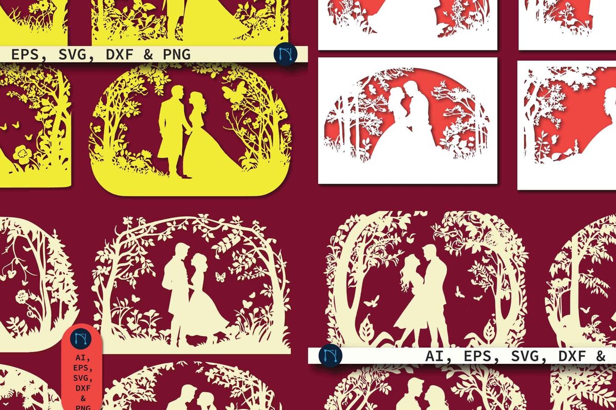 Σετ των 2 Intra απο ξύλο plywood 3mm-4mm πάχος – Πακέτο για την επετειακή κάρτα Papercut Δίασταση  20x20 cm INTRAFABR-80067849