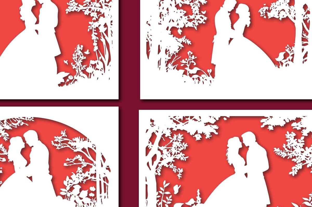 Σετ των 2 Intra απο ξύλο plywood 3mm-4mm πάχος – Πακέτο για την επετειακή κάρτα Papercut Δίασταση  20x20 cm INTRAFABR-80063452