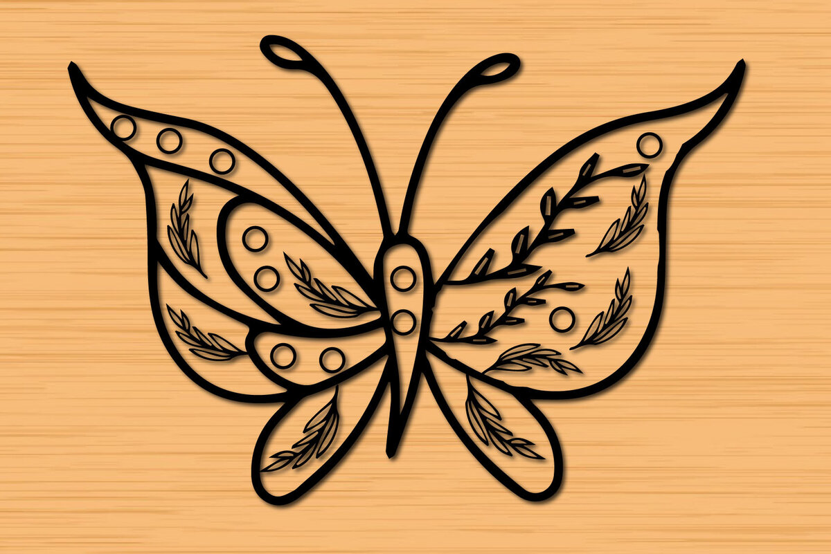 Σετ των 2 Intra απο ξύλο plywood 3mm-4mm πάχος – Papercut Butterfly Wildflower 3d Δίασταση  20x20 cm INTRAFABR-30655761