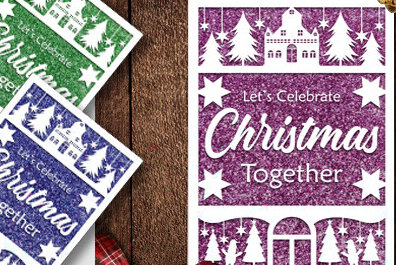 Σετ των 2 Intra απο ξύλο plywood 3mm-4mm πάχος – Χαρτόπετσες Χριστουγεννιάτικες ευχετήριες κάρτες Δίασταση  20x20 cm INTRAFABR-81348570