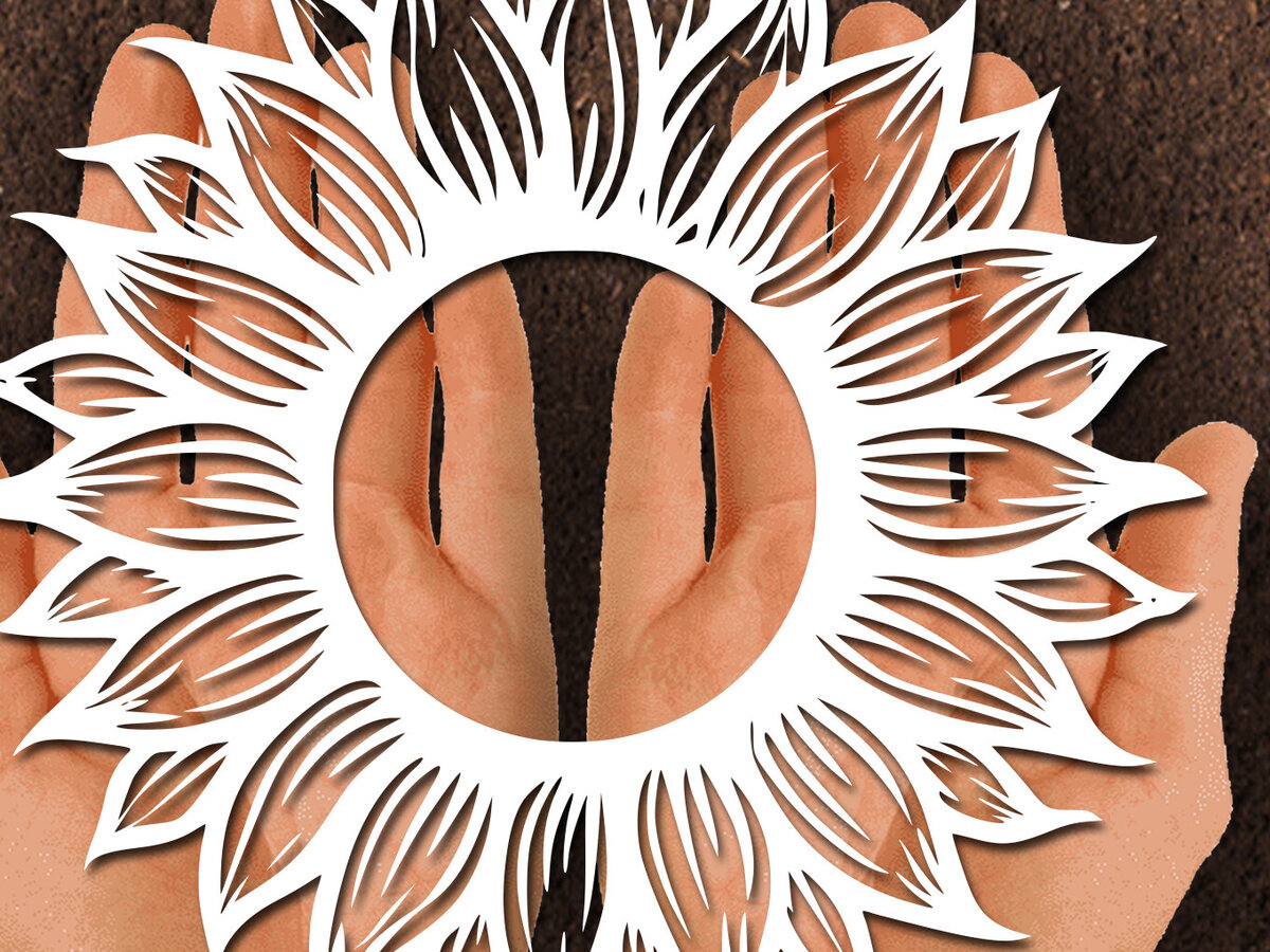 Σετ των 2 Intra απο ξύλο plywood 3mm-4mm πάχος – Papercut Sunflower DXF Δίασταση  20x20 cm INTRAFABR-125441700