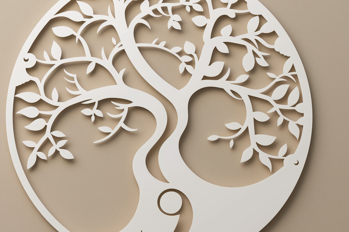 Σετ των 2 Intra απο ξύλο plywood 3mm-4mm πάχος – Papercut Tree of Life Δίασταση  20x20 cm INTRAFABR-102701529