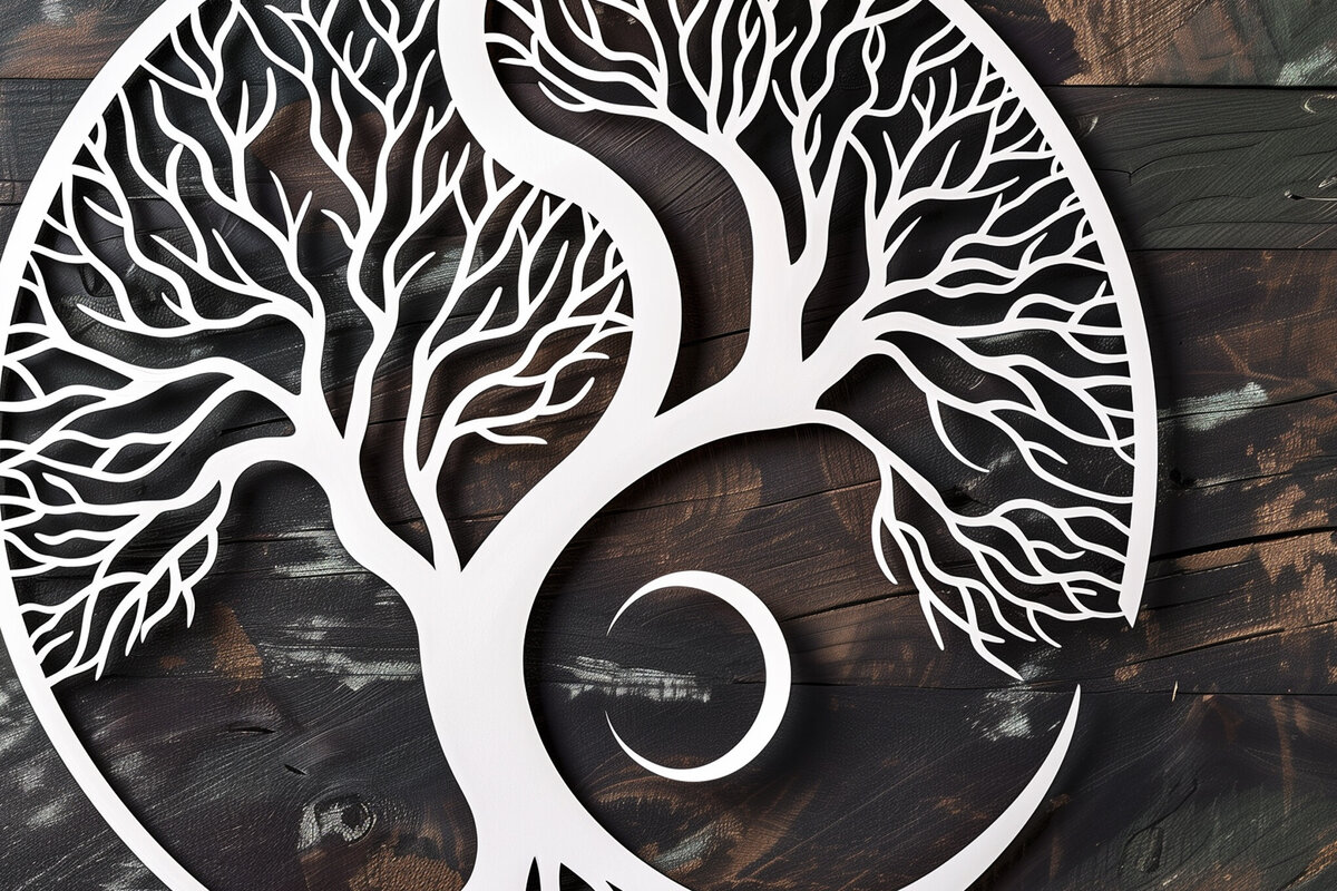 Σετ των 2 Intra απο ξύλο plywood 3mm-4mm πάχος – Papercut Tree of Life Δίασταση  20x20 cm INTRAFABR-102704546