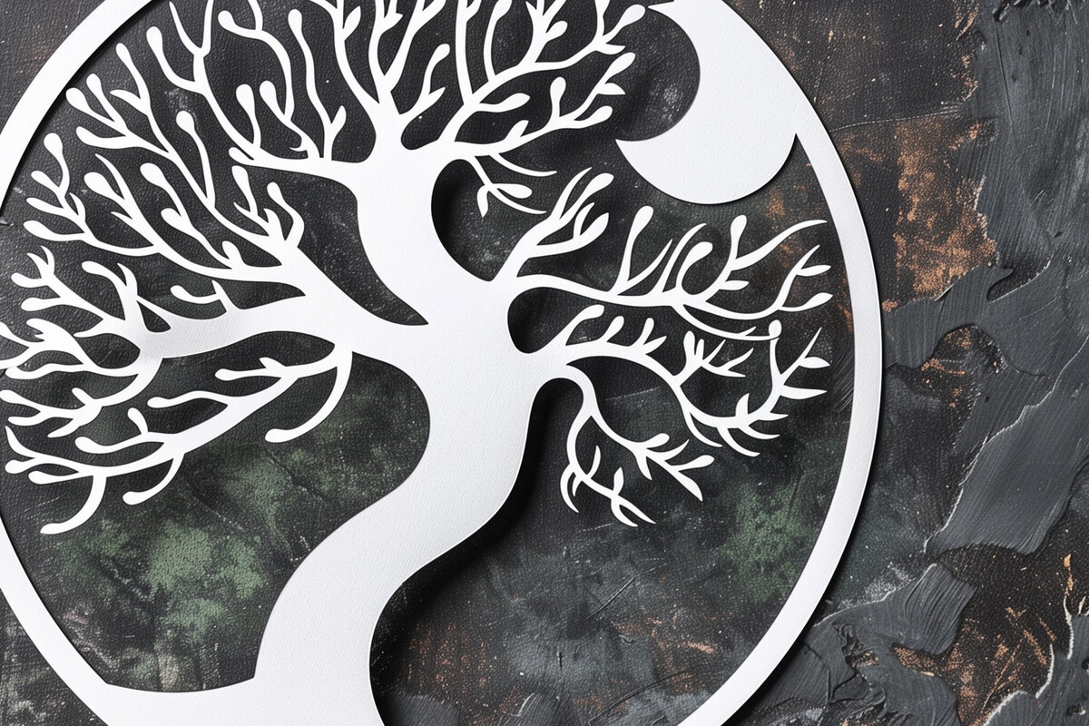 Σετ των 2 Intra απο ξύλο plywood 3mm-4mm πάχος – Papercut Tree of Life Δίασταση  20x20 cm INTRAFABR-102704586