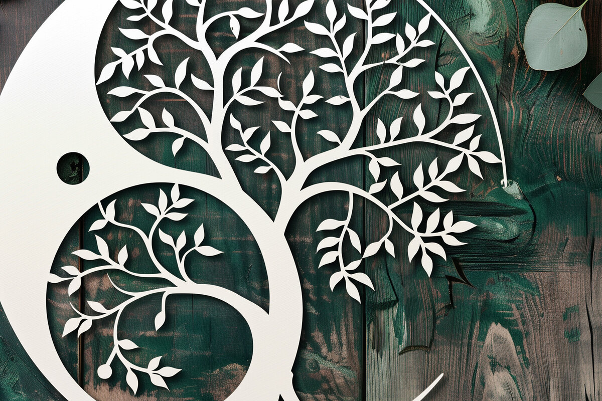 Σετ των 2 Intra απο ξύλο plywood 3mm-4mm πάχος – Papercut Tree of Life Δίασταση  20x20 cm INTRAFABR-102714990