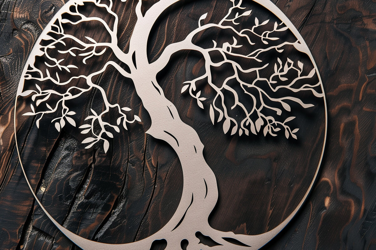 Σετ των 2 Intra απο ξύλο plywood 3mm-4mm πάχος – Papercut Tree of Life Δίασταση  20x20 cm INTRAFABR-102700733