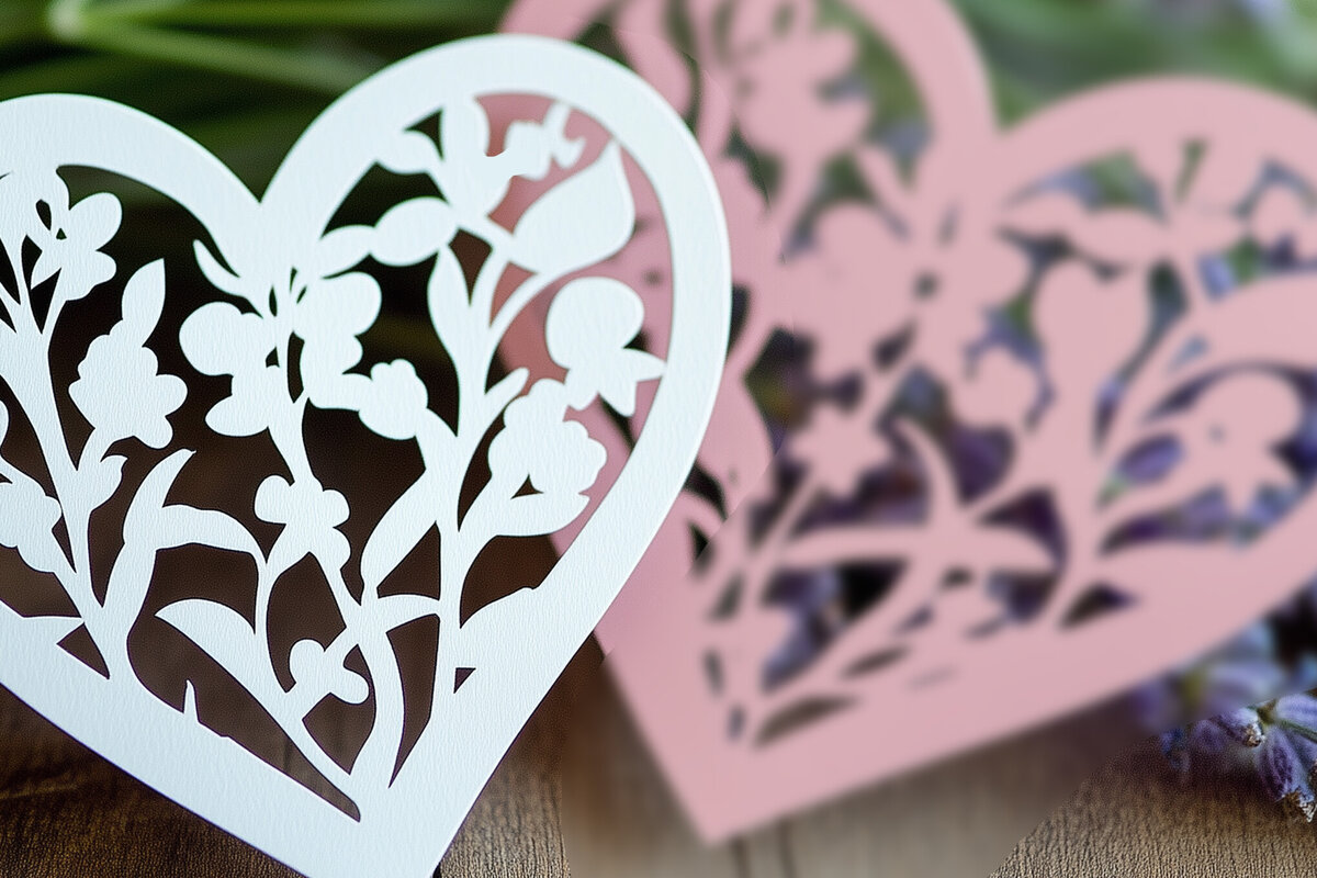 Σετ των 2 Intra απο ξύλο plywood 3mm-4mm πάχος – Papercut Valentine Heart Δίασταση  20x20 cm INTRAFABR-112207557