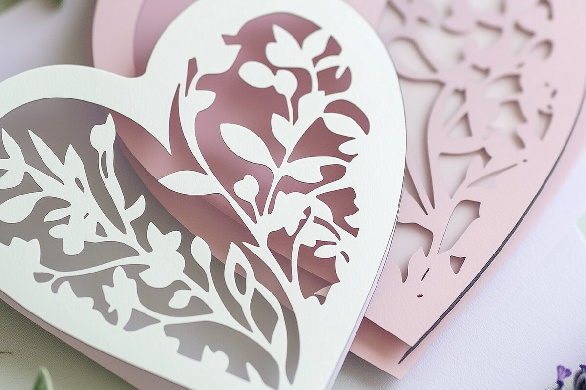 Σετ των 2 Intra απο ξύλο plywood 3mm-4mm πάχος – Papercut Valentine Heart Δίασταση  20x20 cm INTRAFABR-112207863