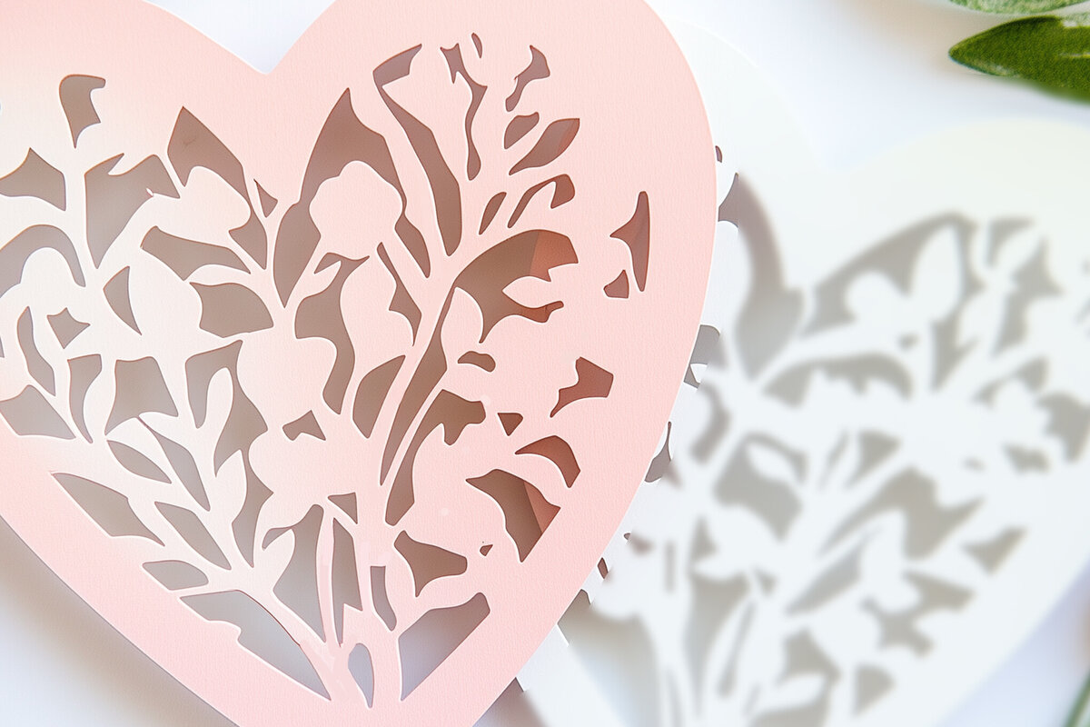 Σετ των 2 Intra απο ξύλο plywood 3mm-4mm πάχος – Papercut Valentine Heart Δίασταση  20x20 cm INTRAFABR-112208150