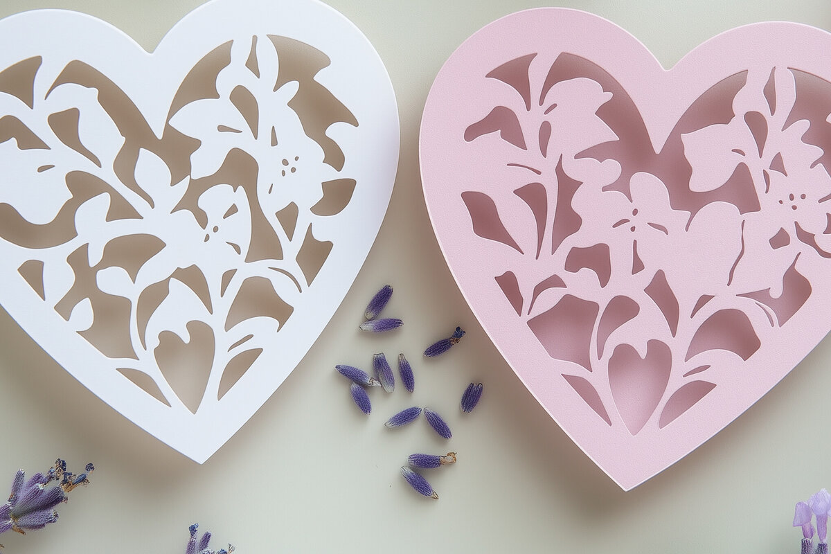 Σετ των 2 Intra απο ξύλο plywood 3mm-4mm πάχος – Papercut Valentine Heart Δίασταση  20x20 cm INTRAFABR-112207307