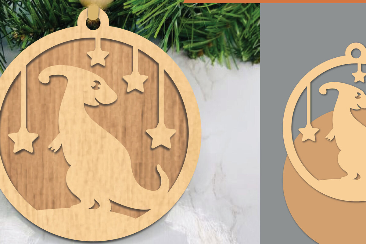 Σετ των 2 Intra απο ξύλο plywood 3mm-4mm πάχος – Στολίδι Parasaurolophus Δίασταση  20x20 cm INTRAFABR-106021225