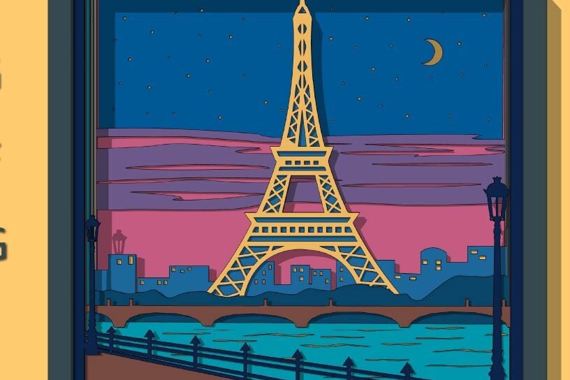 Σετ των 2 Intra απο ξύλο plywood 3mm-4mm πάχος – Paris Shadow Box Layered Cardstock Δίασταση  20x20 cm INTRAFABR-56416450