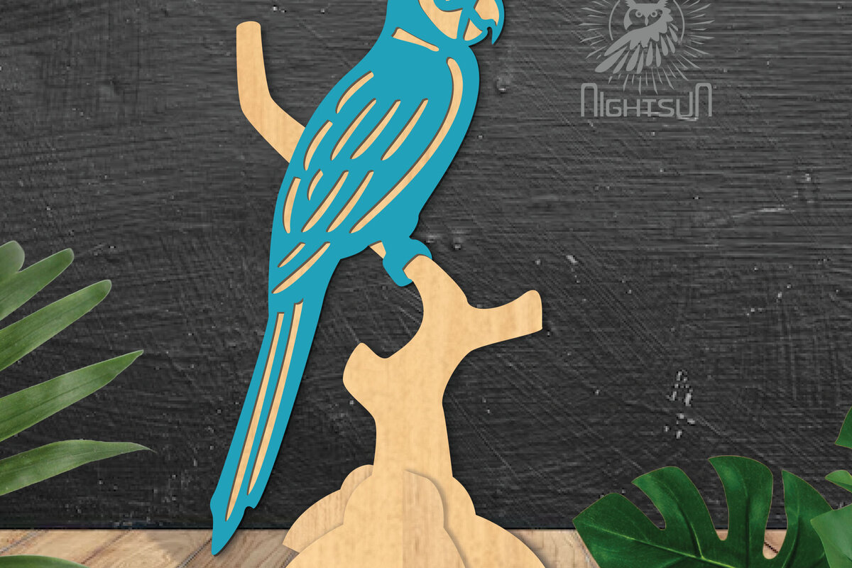 Σετ των 2 Intra απο ξύλο plywood 3mm-4mm πάχος – Parrot Διακόσμηση σπιτιού 2 Δίασταση  20x20 cm INTRAFABR-112551382