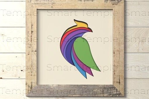 Σετ των 2 Intra απο ξύλο plywood 3mm-4mm πάχος – Parrot Shadow Box, Birds Layered Δίασταση  20x20 cm INTRAFABR-78710934