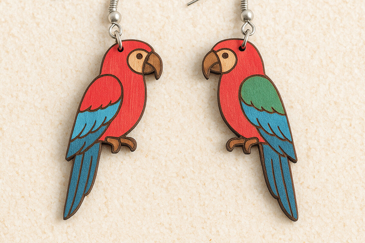 Σετ των 2 Intra απο ξύλο plywood 3mm-4mm πάχος – Parrot Δίασταση  20x20 cm INTRAFABR-120915056