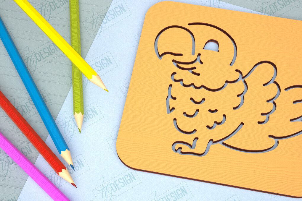 Σετ των 2 Intra απο ξύλο plywood 3mm-4mm πάχος – Parrot Tracing Board | Πρότυπο σχεδίασης Δίασταση  20x20 cm INTRAFABR-98131576