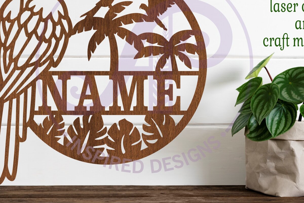 Intra απο ξύλο plywood 3mm-4mm πάχος – Parrot Tropical Theme Sign name Δίασταση  40x30 cm INTRAFABR-93657401