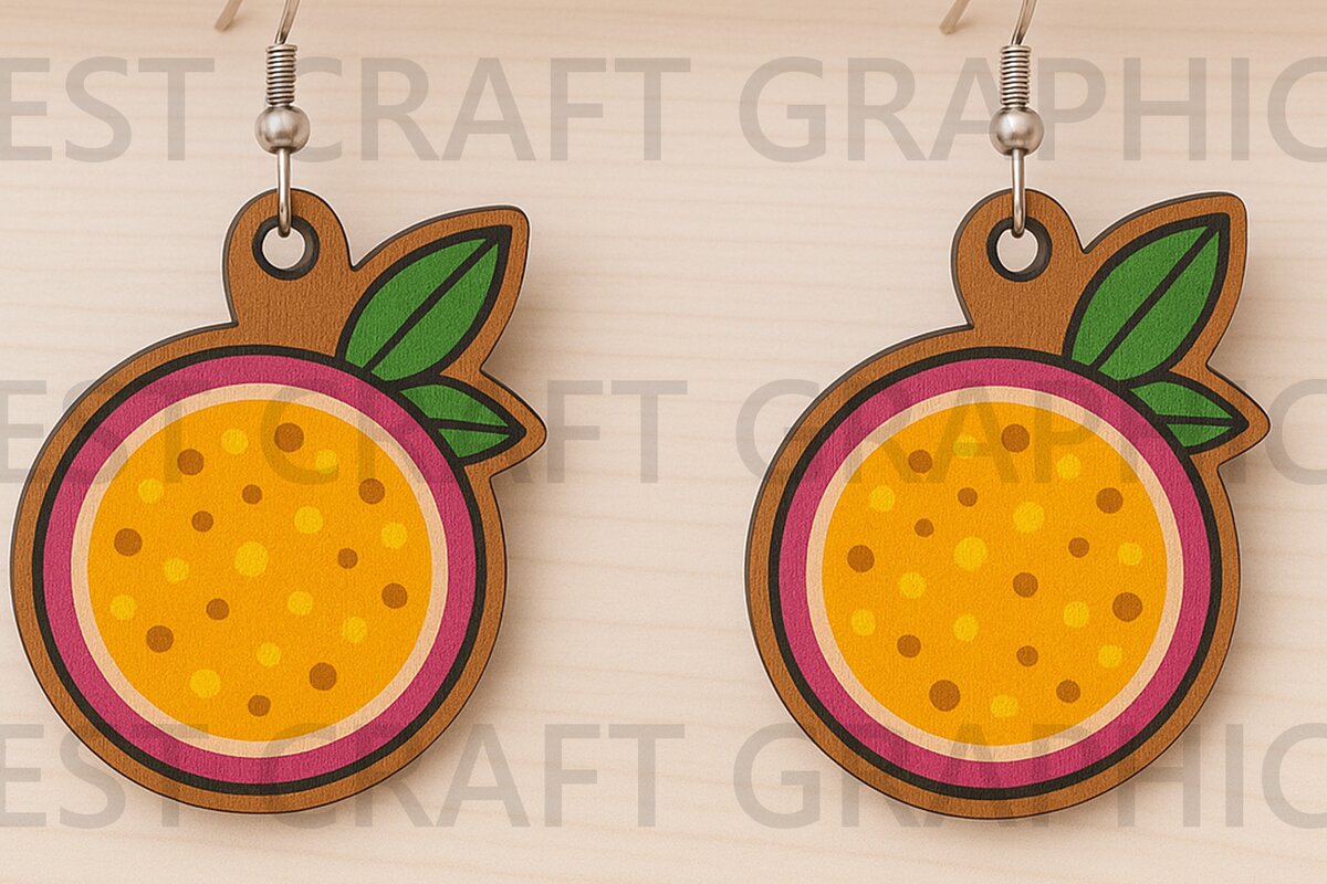 Σετ των 3 Intra απο ξύλο plywood 3mm-4mm πάχος – Σκουλαρίκια Passion Fruit Δίασταση  5x5 cm INTRAFABR-123671439