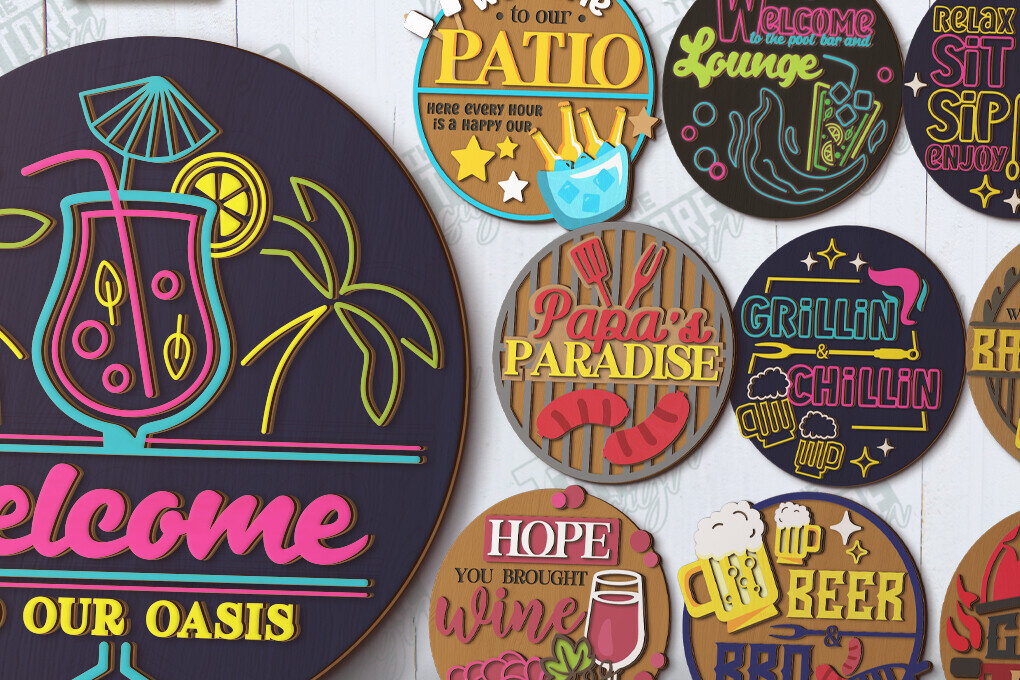 Σετ των 2 Intra απο ξύλο plywood 3mm-4mm πάχος – Πακέτο κοπής λέιζερ με πινακίδες βεράντας | Σημάδι βεράντας Δίασταση  20x20 cm INTRAFABR-120345623