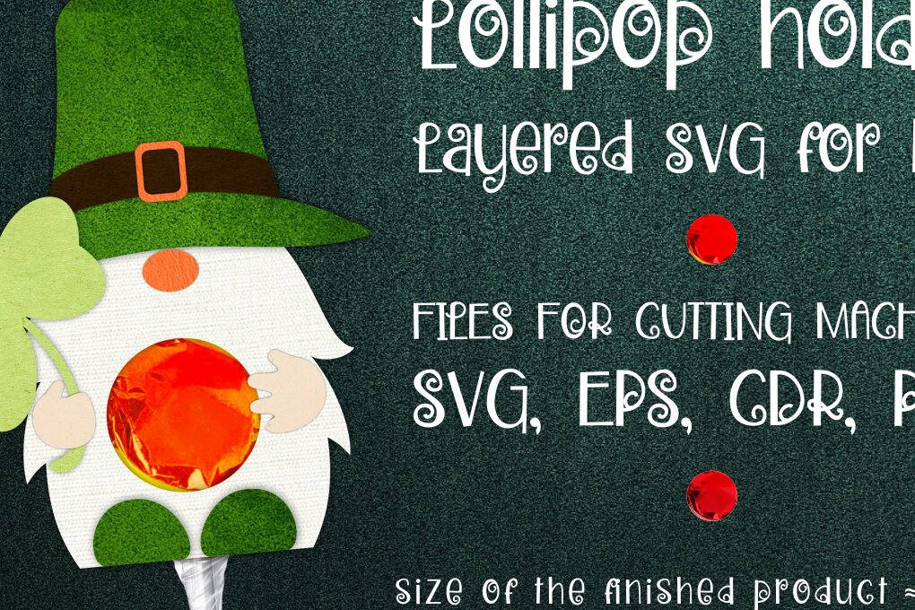 Σετ των 2 Intra απο ξύλο plywood 3mm-4mm πάχος – Patrick's Day Gnome - Lollipop Holder Δίασταση  20x20 cm INTRAFABR-8826420