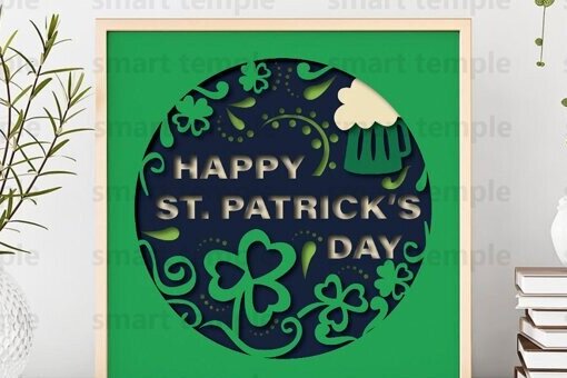 Σετ των 2 Intra απο ξύλο plywood 3mm-4mm πάχος – Αρχείο Patrick's Day για Cricut Δίασταση  20x20 cm INTRAFABR-81174258