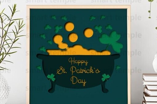 Σετ των 2 Intra απο ξύλο plywood 3mm-4mm πάχος – Διάνυσμα ημέρας του Πάτρικ, Ημέρα του Πάτρικ 3d Δίασταση  20x20 cm INTRAFABR-81174088