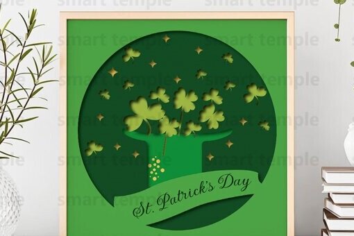 Σετ των 2 Intra απο ξύλο plywood 3mm-4mm πάχος – Patrick's Day Vector, Patrick's Day Δίασταση  20x20 cm INTRAFABR-81173456