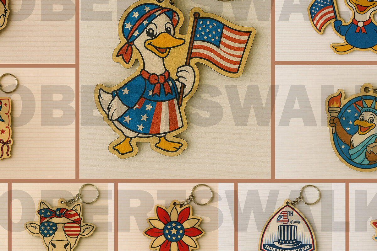 Σετ των 3 Intra απο ξύλο plywood 3mm-4mm πάχος – Πακέτο Keychain Patriotic Animal Δίασταση  5x5 cm INTRAFABR-122668731
