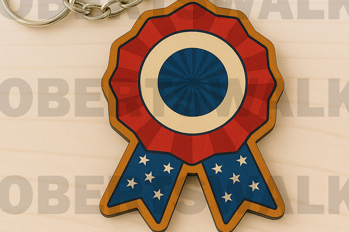 Σετ των 2 Intra απο ξύλο plywood 3mm-4mm πάχος – Patriotic Badge Δίασταση  20x20 cm INTRAFABR-122934445