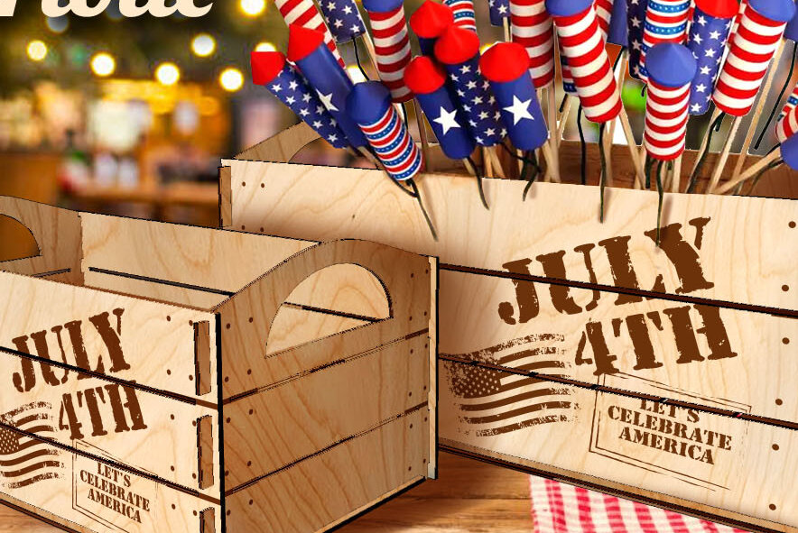 Σετ των 2 Intra απο ξύλο plywood 3mm-4mm πάχος – Patriotic Boxes| 4η Ιουλίου Boxes S Δίασταση  20x20 cm INTRAFABR-72588532