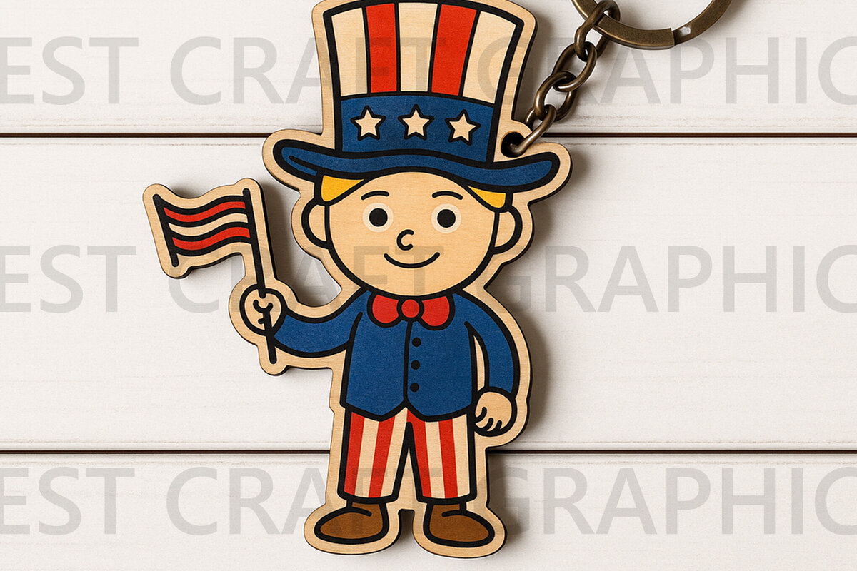 Σετ των 3 Intra απο ξύλο plywood 3mm-4mm πάχος – Αρχείο Keychain Patriotic Boy Δίασταση  5x5 cm INTRAFABR-122666292