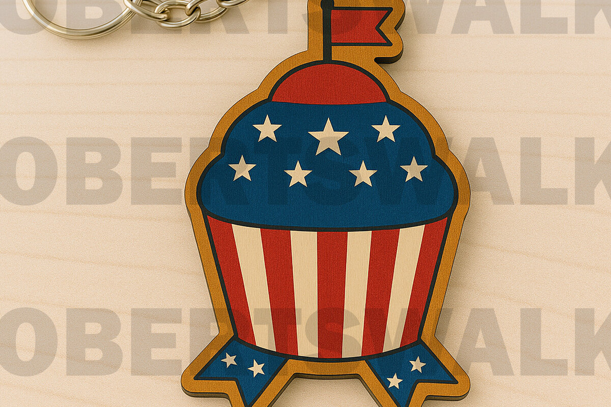 Σετ των 2 Intra απο ξύλο plywood 3mm-4mm πάχος – Patriotic Cupcake Δίασταση  20x20 cm INTRAFABR-122934456