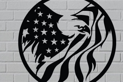 Σετ των 2 Intra απο ξύλο plywood 3mm-4mm πάχος – Patriotic Eagle American Flag Cut Laser Δίασταση  20x20 cm INTRAFABR-120520618