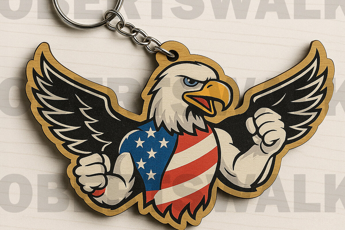 Σετ των 3 Intra απο ξύλο plywood 3mm-4mm πάχος – Μπρελόκ Patriotic Eagle Flex Δίασταση  5x5 cm INTRAFABR-122600759