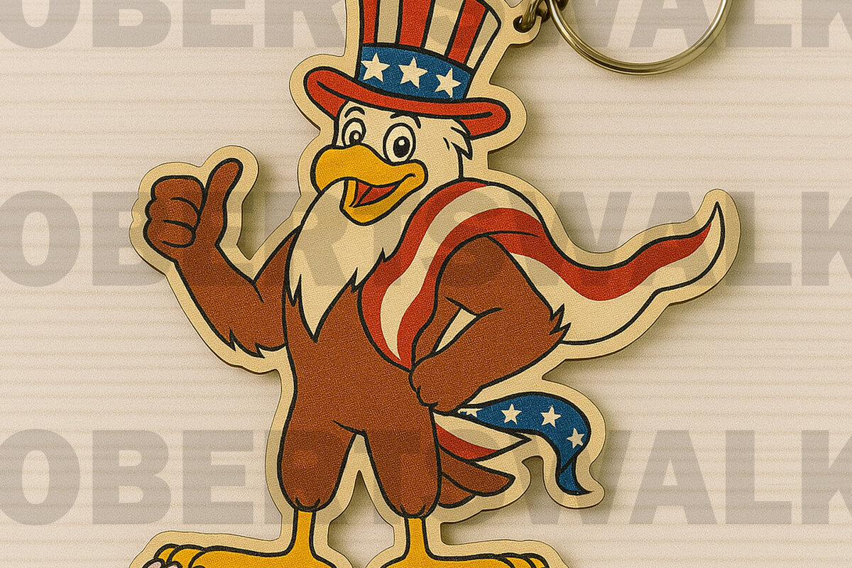 Σετ των 3 Intra απο ξύλο plywood 3mm-4mm πάχος – Μπρελόκ Patriotic Eagle Δίασταση  5x5 cm INTRAFABR-122669940