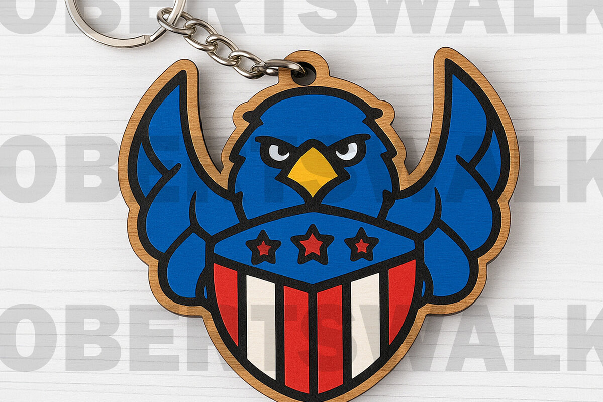 Σετ των 2 Intra απο ξύλο plywood 3mm-4mm πάχος – Patriotic Eagle Shield Cut Laser Δίασταση  20x20 cm INTRAFABR-122268139