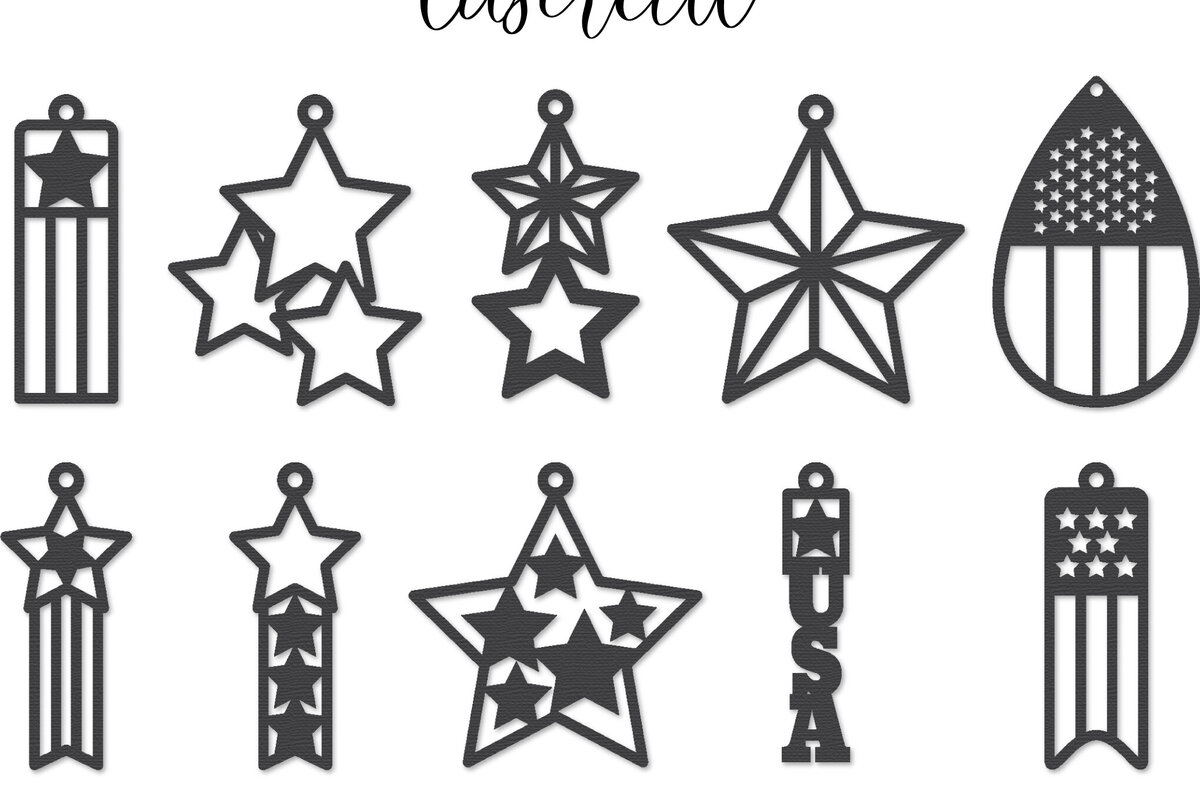 Σετ των 3 Intra απο ξύλο plywood 3mm-4mm πάχος – Patriotic Earrings Lasercut Δίασταση  5x5 cm INTRAFABR-123652800