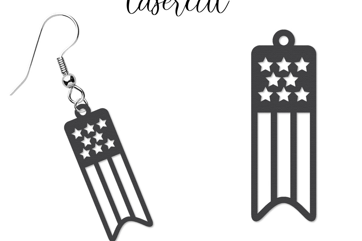 Σετ των 2 Intra απο ξύλο plywood 3mm-4mm πάχος – Patriotic Earrings Lasercut Δίασταση  5x5 cm INTRAFABR-123652771
