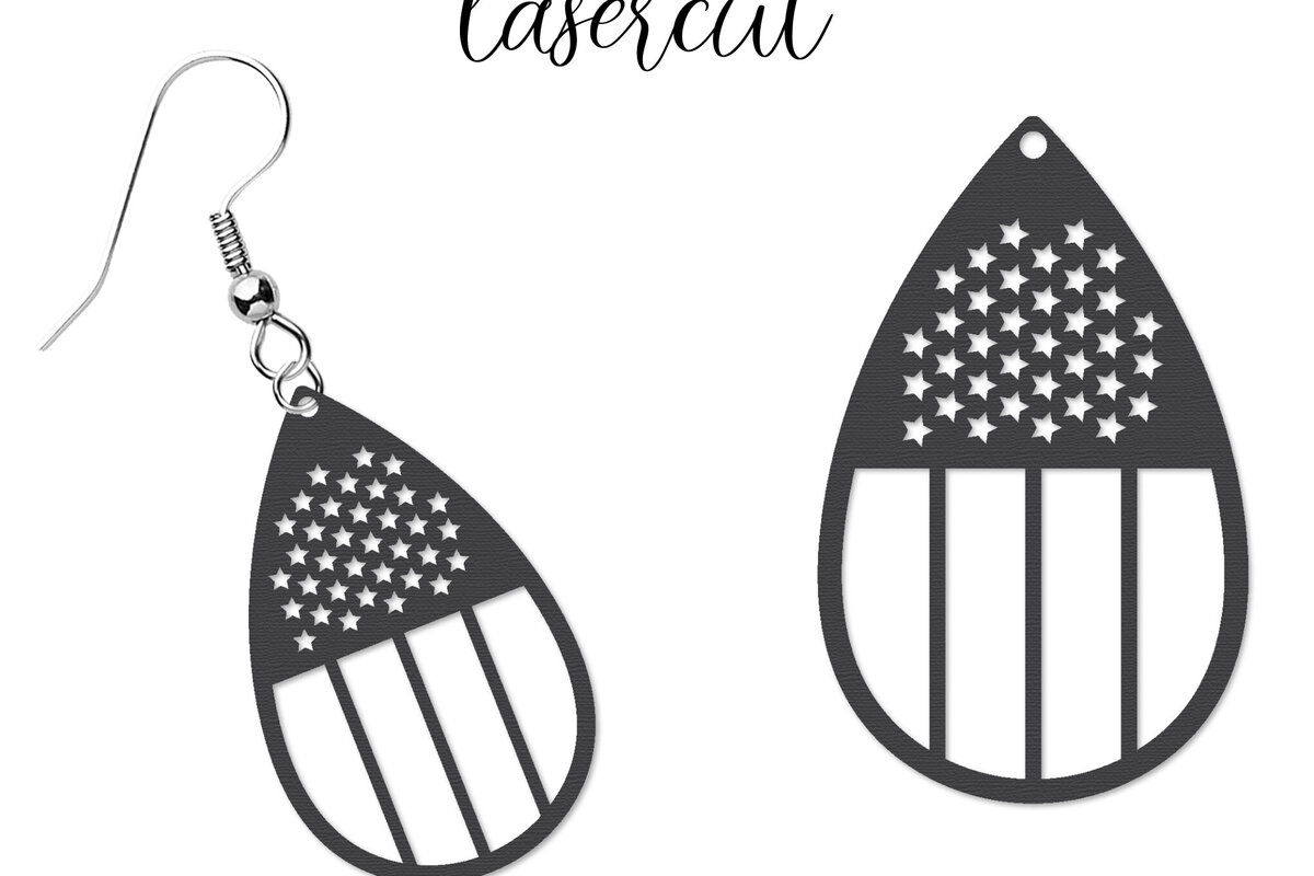 Σετ των 3 Intra απο ξύλο plywood 3mm-4mm πάχος – Patriotic Earrings Lasercut Δίασταση  5x5 cm INTRAFABR-123652656