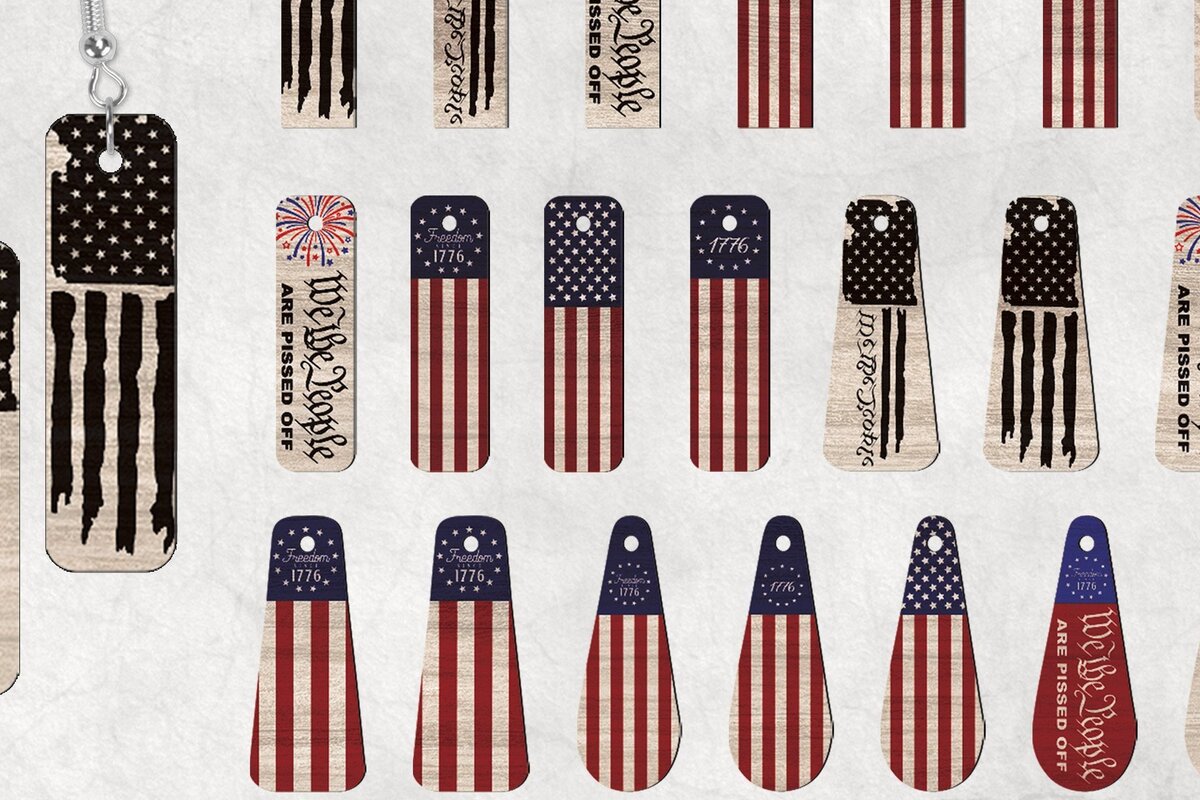 Σετ των 3 Intra απο ξύλο plywood 3mm-4mm πάχος – Πακέτο Patriotic Earrings Δίασταση  5x5 cm INTRAFABR-31534643