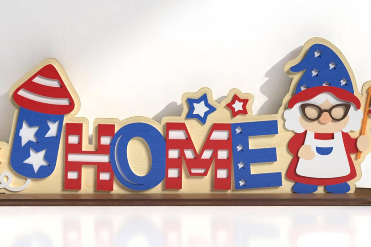 Σετ των 2 Intra απο ξύλο plywood 3mm-4mm πάχος – Patriotic Gnome HOME Δίασταση  20x20 cm INTRAFABR-123614279