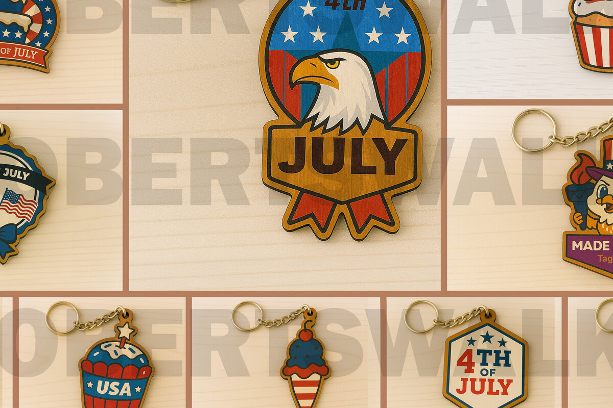 Σετ των 3 Intra απο ξύλο plywood 3mm-4mm πάχος – Πατριωτική δέσμη μπρελόκ με λέιζερ Δίασταση  5x5 cm INTRAFABR-122905598