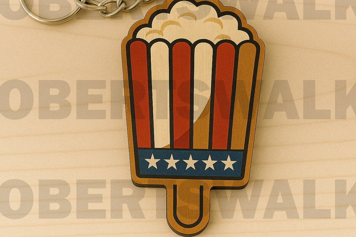 Σετ των 3 Intra απο ξύλο plywood 3mm-4mm πάχος – Patriotic Popcorn Keychain Δίασταση  5x5 cm INTRAFABR-122934322