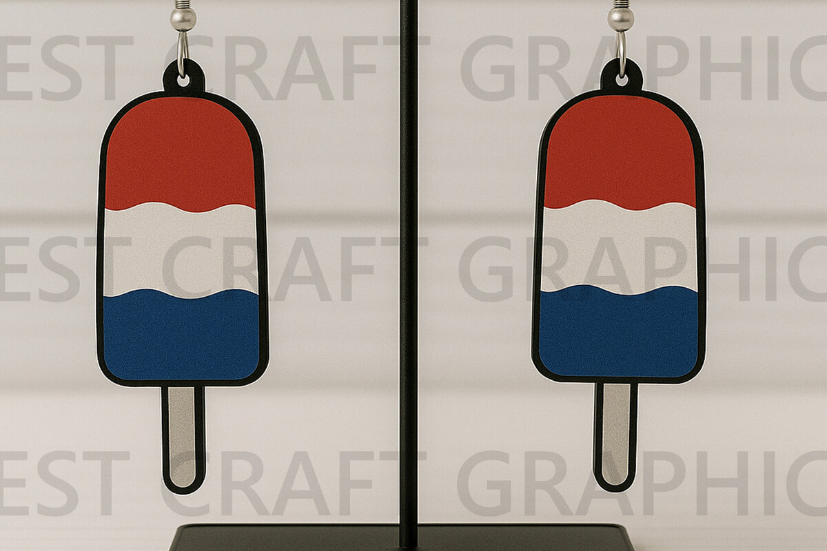 Σετ των 3 Intra απο ξύλο plywood 3mm-4mm πάχος – Patriotic Popsicle Earrings Δίασταση  5x5 cm INTRAFABR-122737826