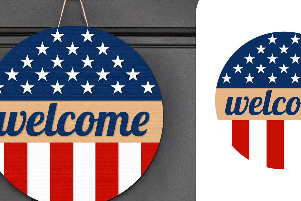 Intra απο ξύλο plywood 3mm-4mm πάχος – Patriotic Sign Lasercut - Σήμα καλωσορίσματος Δίασταση  40x30 cm INTRAFABR-122477522