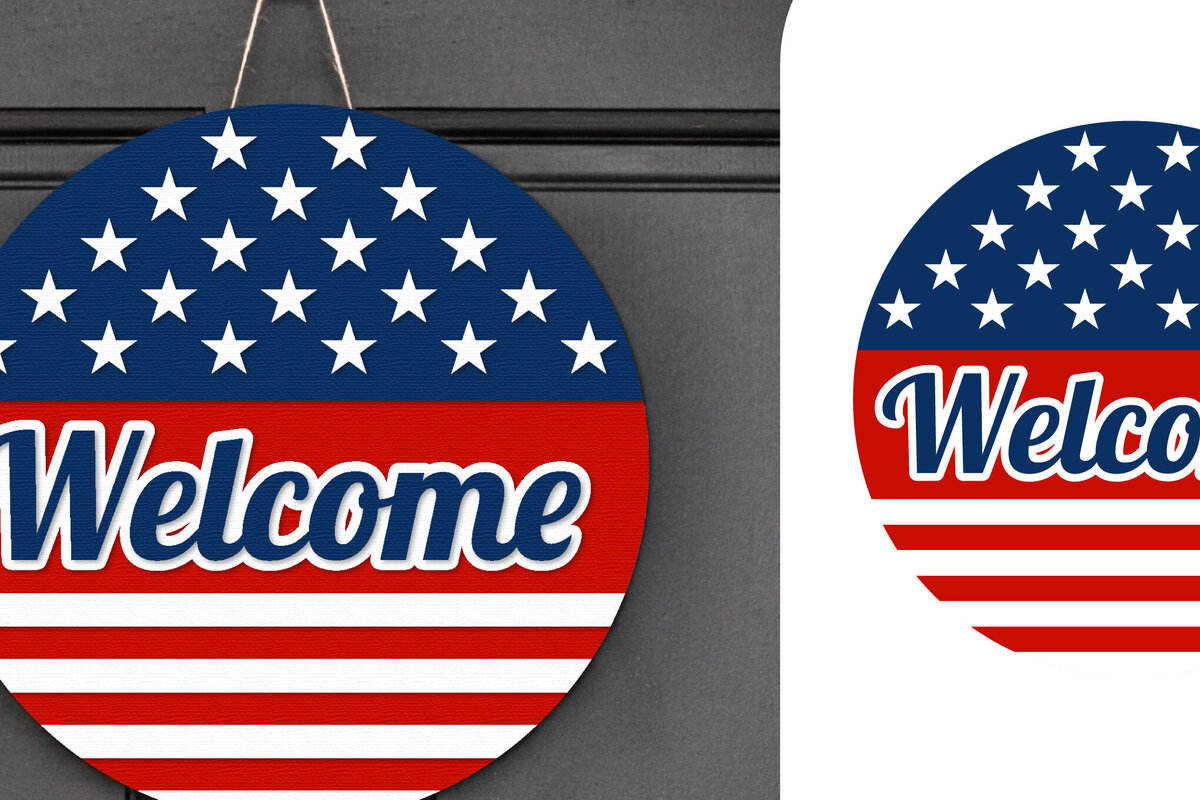 Σετ των 2 Intra απο ξύλο plywood 3mm-4mm πάχος – Patriotic Sign Lasercut - Σήμα καλωσορίσματος Δίασταση  40x30 cm INTRAFABR-122477510