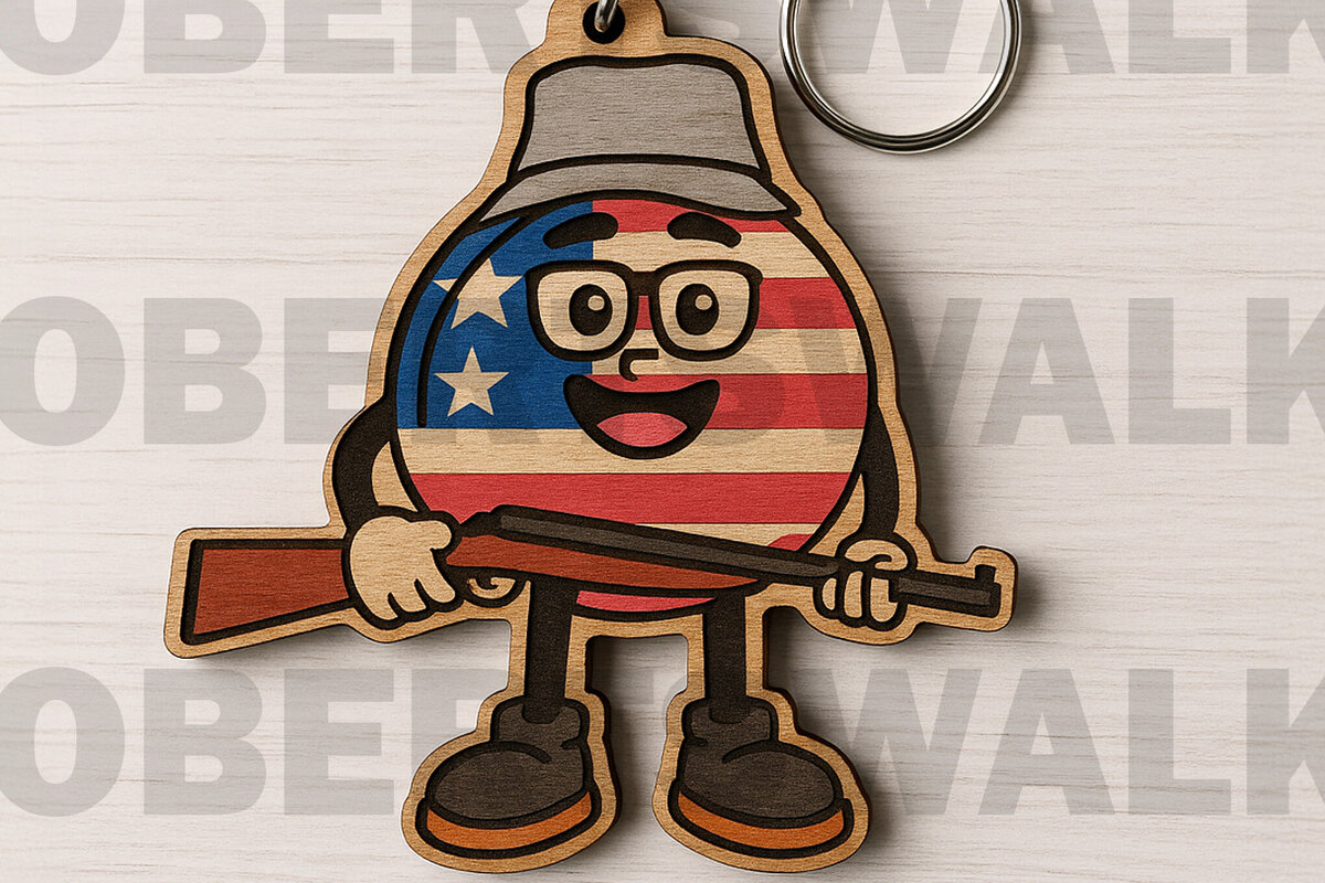 Σετ των 3 Intra απο ξύλο plywood 3mm-4mm πάχος – Μπρελόκ κινουμένων σχεδίων Πατριωτικός Στρατιώτης Δίασταση  5x5 cm INTRAFABR-122659997