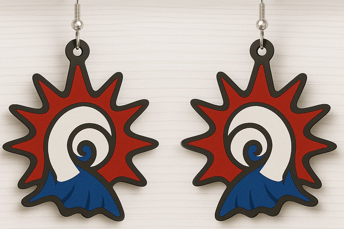 Σετ των 3 Intra απο ξύλο plywood 3mm-4mm πάχος – Patriotic Spiral Star Earrings Δίασταση  5x5 cm INTRAFABR-123080622